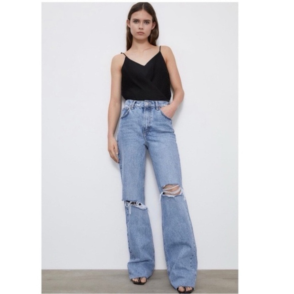 Zara Bodysuit V-Neck and Back Pleated Draped Black Top - Size Small - Picture 13 of 13